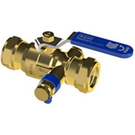 Raminex s28 premium robinet a bille anti-calcaire avec dispositif de vidange en laiton avec bouton de vidange 15x15mm dn15 kiwa (1/3)
