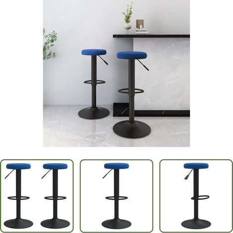 Chaise de bar - Tabourets de bar lot de 2 bleu velours (1/5)