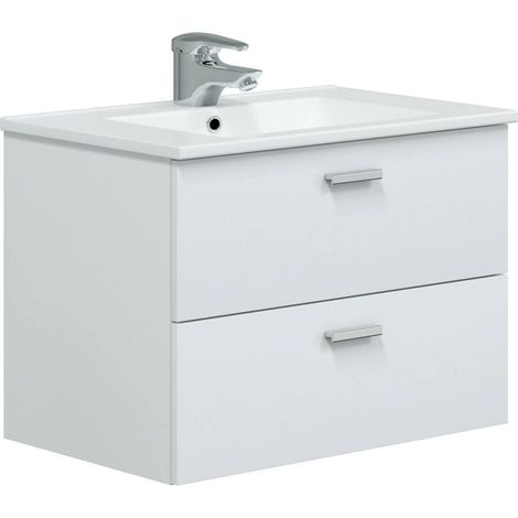 Dmora - Mobile sottolavabo Tico, Mobiletto da bagno, Contenitore porta lavabo, Armadio per lavandino, 70x45 h50 cm, Bianco lucido