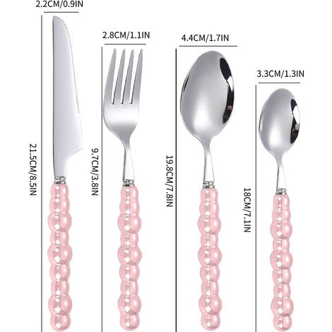 Couteau Fourchette Cuillère En Acier Inoxydable - Service De Couverts Moderne À Poignée Artisanale - Pour Repas Familiaux Événements Ou Extérieur - Lot De 4 Pièces (1/3)