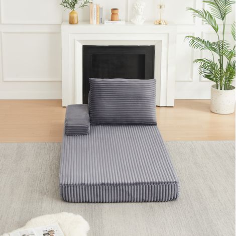 Sofá modular 211,5x106,5x48 cm de pana gris con respaldos móviles para salón – MEUBLIV (1/5)