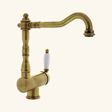 Paffoni – Robinet de lave-mains rabattable vieux bronze – Débit 13 l/min à 3 bars – Rotation 360° – Bec rabattable – Normes Européennes