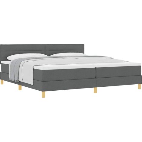 Maison Exclusive - Lit à ressorts avec coussin Gris foncé 200 x 200 cm tissu (1/5)