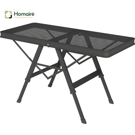 HOMAIRE Table de camping pliante et réglable en hauteur en aluminium, multifonctionnelle pour jardin, balcon et camping, 90 x 40,5cm, noir
