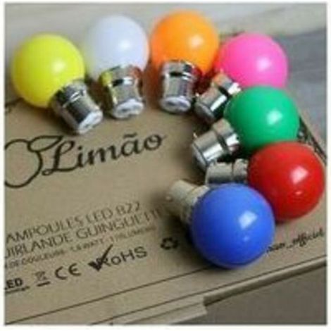 Ampoule LED B22 - 24 Pièces Lot Coloré Rouge Vert Bleu Jaune - Pour Guirlande Guinguette Extérieur Intérieur - 230 V - 1 W - IP40 (1/4)