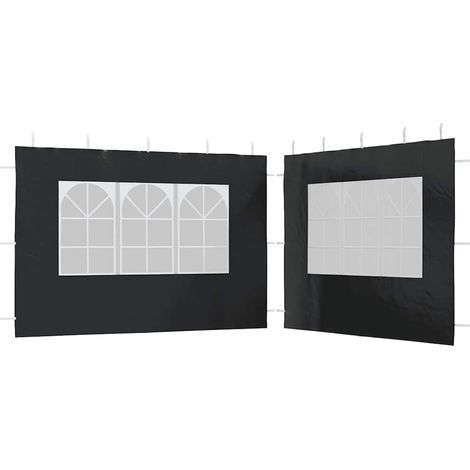 Paroi de tente de réception 2 pcs avec fenêtre PE Anthracite (1/5)