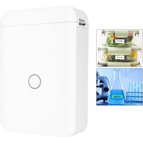 Mini stampante per etichette senza inchiostro da 1500 mAh, controllo tramite app Bluetooth, per creare etichette fai-da-te per foto e diari, bianca (plastica + carta, 285 g, kit) (1/4)