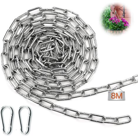 8m Chaine Acier 3mm Chaîne Galvanisée avec Maillons Soudés pour Chaine Antivol, Chaîne Cadenas, Chaine Chien, Clôture, Balançoire (1/5)