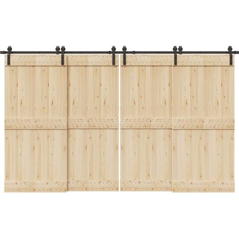 vidaXL Sliding Door Hardware Kit 366 cm Steel Black