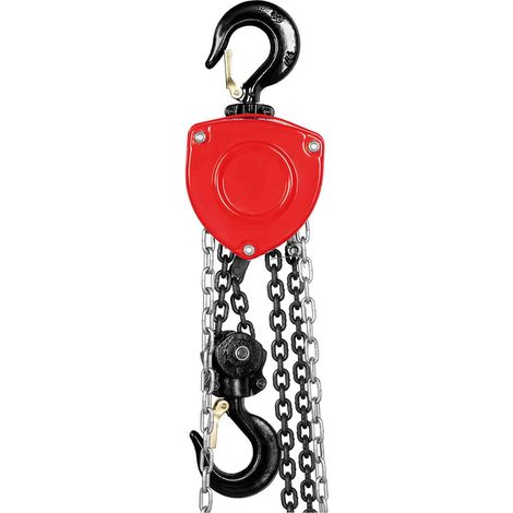 Polipasto mecánico manual de cadena con polea de 2 toneladas (capacidad de carga: 2.000 kg, altura de elevación: 12 m, material: acero al carbono, cromado, eslabones de cadena: 6 mm) 140007162 (1/5)