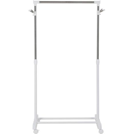 Portant à vêtements roulant, réglable en hauteur, avec étagère inférieure, 4 roues, blanc conçu pour offrir un maximum de confort