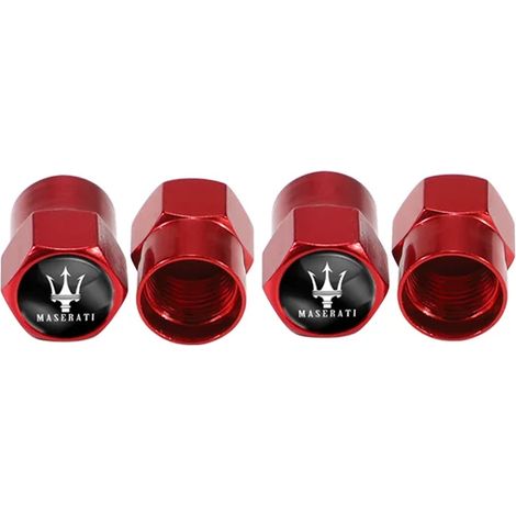 (B Rouge) 4 bouchons de valve de pneu de voiture, protections métalliques anti-poussière, compatibles avec Ghibli MC20 GranTurismo GranCabrio Quattroporte Levante Coupé (1/5)