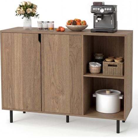 COSTWAY Credenza Cucina,Buffet Da Cucina,Credenza Sala Da Pranzo,Mobile Dispensa,Credenza Senza Maniglia,Buffet Ripiani Regolabili,Scomparti Aperti Credenza,C (1/5)