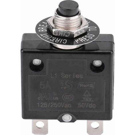 Disjoncteur 20A Interrupteur thermique de réinitialisation en option, 125-250V AC 50V DC Disjoncteur à bouton-poussoir de protection contre les surcharges de courant (1/5)