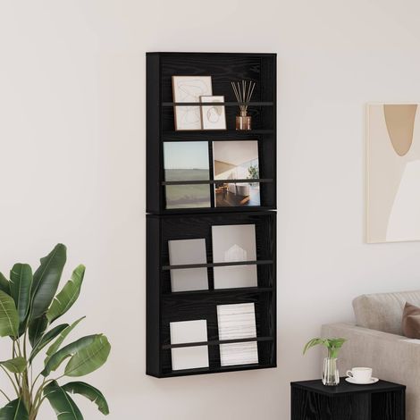 Magazinregal 2 pcs Schwarz Eichen-Optik 60 x 12 x 70 cm
