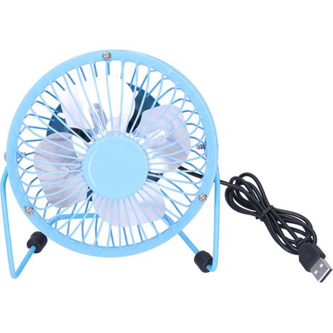 Mini-USB-Tischventilator, geräuscharm, aus Aluminiumlegierung, blau, Gehäuse aus Eisen und Stahl.