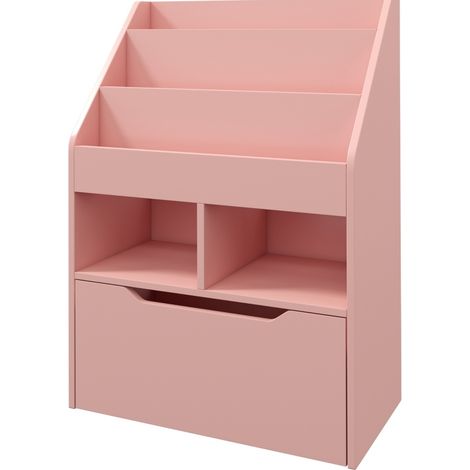 Libreria per bambini con cassetto e 2 vani aperti in MDF rosa 60 x 29,9 x 90 cm HOMVRA (1/5)