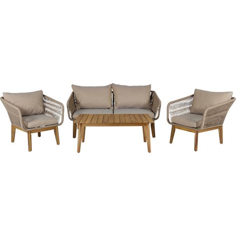 Chania set de jardin 4 parties naturel, beige. (1/5)