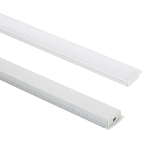 Perfil Aluminio Empotrable para Tira LED hasta 18 mm con Tapa Continua Aluminio 2 m Blanco traslúcido