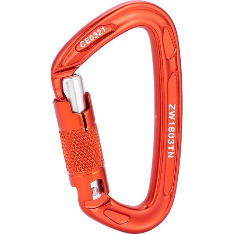 Mousqueton de sécurité à boucle en D 25 kN pour l'escalade et le sauvetage en extérieur (orange) (1/5)