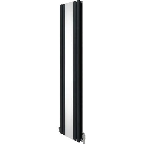 Oval Mirror Radiator & Valves - 1800mm x 380mm - Anthracite Grey