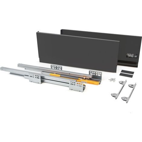 Emuca Außenschublade Concept 30Kg Höhe 185mm, Tiefe 500mm, Stahl, Anthrazitgrau