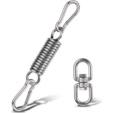 Kit para colgar hamacas, muelle para silla hamaca con mosquetones y anillo giratorio, accesorios para sillas hamaca, para sillas de porche, columpios colgantes, ganchos para colgar - Crezuo