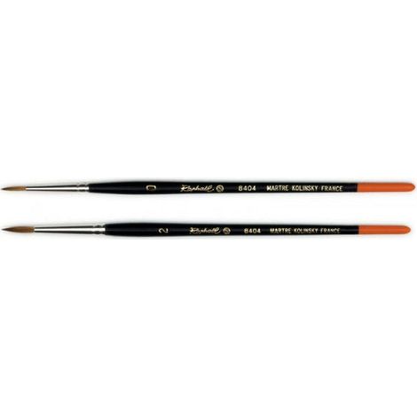 Lot de 2 pinceaux ronds Kolinsky S Raphaël n°0 n°2 martre série 8404 (1/3)