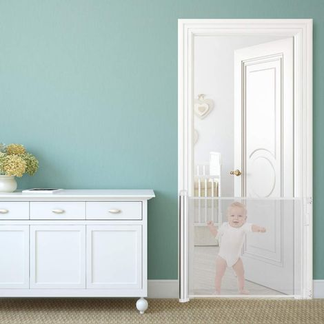COSTWAY Tuer- und Treppenschutzgitter, Schutzgitter ausziehbar & einrollbar, Treppengitter fuer Babys und Haustiere, Tuerschutzgitter Rollo, geeignet fuer den Innen- und Aussenbereich (1/5)