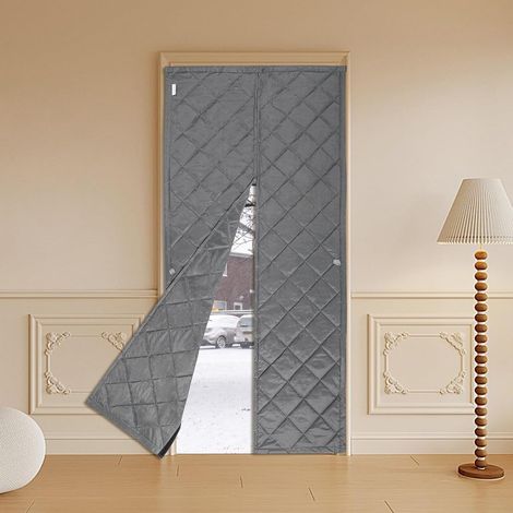 2.11m Magnetic Thermal Insulated Door Curtain, Thickened Soundproofing Thermal Door Cover Curtains for Winter, Multi-Sized Windproof Waterproof Door Covers, Pet Friendly Grey (1/5)