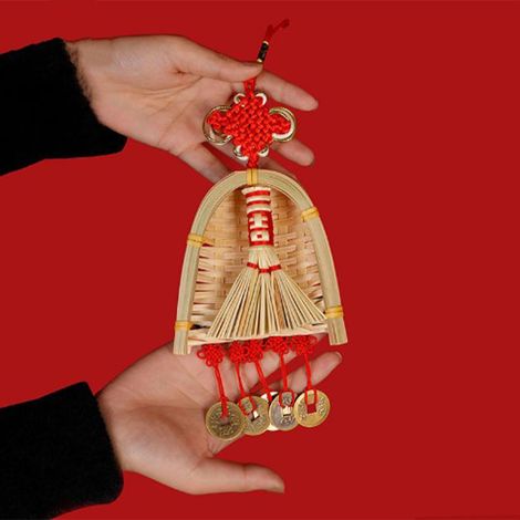 Petit balai porte-bonheur pour une pendaison de crémaillère, ornement de pelle à poussière festive pour le Nouvel An et la Fête du Printemps, décoration pour un déménagement, petite pelle à poussière (1/5)