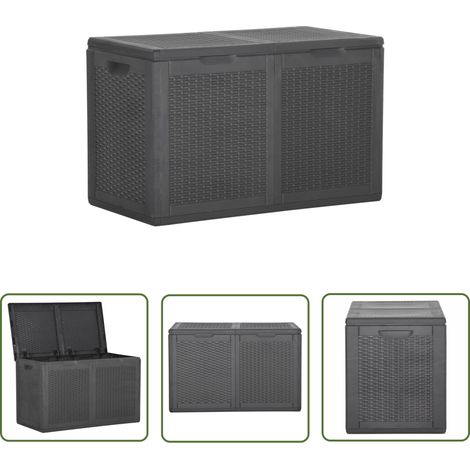 Coffre boîte meuble de jardin rangement 180 litres noir pp rotin (1/5)
