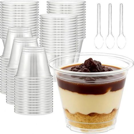 Tasses à Dessert 50 PCS 150ml Réutilisable Coupelle Dessert avec 50pcs 50 PCS 150ml Tasses à Dessert avec Cuillère SERVANTE ATELIER (1/5)