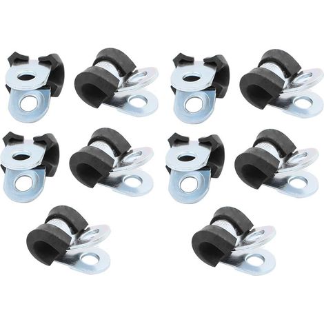 Paquete de 10 abrazaderas de 6 mm de diámetro, abrazaderas de manguera de goma en forma de R con borde (1/3)