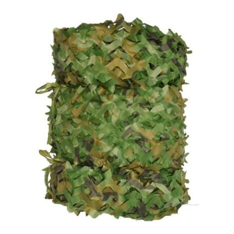 3x6m, Voile d'ombrage rectangulaire en maille de camouflage verte, design camouflage (1/5)