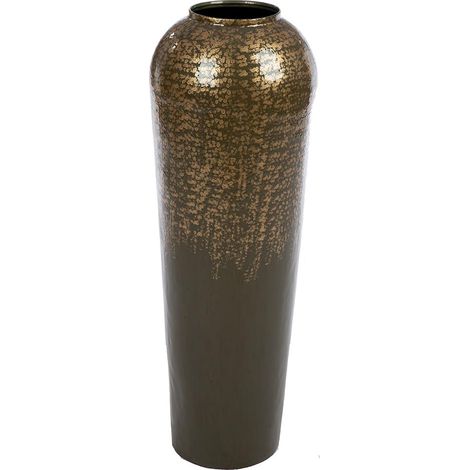 Vase à Whisky en métal - Hauteur : 80 cm - Diamètre : 25 cm - Beige/doré - Vase décoratif bombé (1/3)