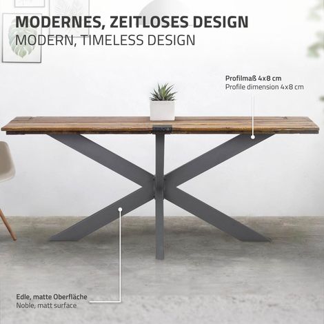 ML-Design Pied de Table Spider 78x71x150 cm, Structure en Croix, Anthracite, en Métal, Revêtement en Poudre, 150 kg, Design Industriel, Protection du Sol Inclus, Robuste, avec Matériel de Fixation