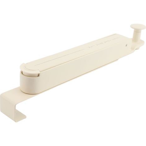 Porte-manteau de porte pliable sans perçage avec tringle télescopique - séchoir suspendu pour linge, serviettes, sacs, vêtements - blanc crème (1/5)