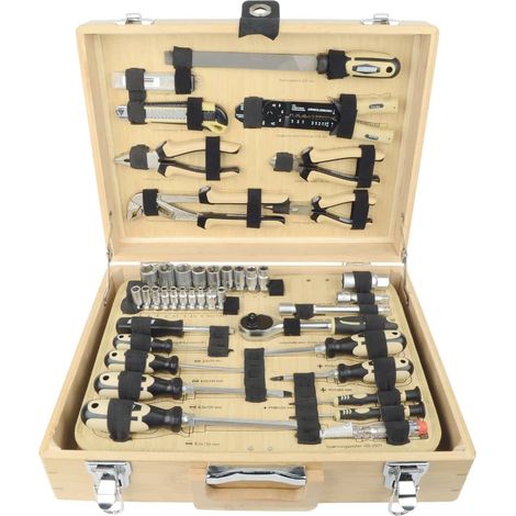 Caja de herramientas de bambú, equipada, 108 PCs. (1/5)