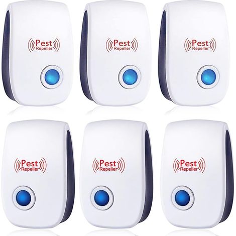 Repelente ultrasónico para roedores e insectos, paquete de 6 unidades. Repelente ultrasónico para mosquitos, ratones, ratas, hormigas, arañas y mosquitos. Repelente electrónico de insectos para interi