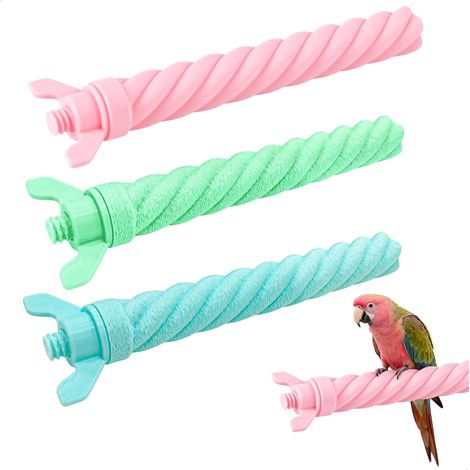 Perchoir Perroquet,Jouet Perroquet Design Unique en Forme de SpiraleCalopsittes,Canaris,Inséparables et Petites Perruches,3 Pièces (18.1cm2cm) (1/5)