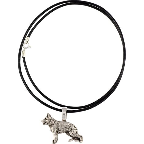 Pastor Alemán, Alsaciano II - collar para perro, colgante bañado en plata para amantes de los perros, joyería discreta de Art-Dog (1/4)