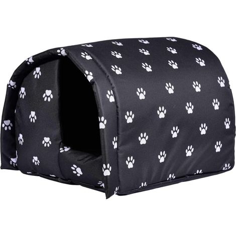 Lit pour chat en forme de tunnel noir (M, 42×31×28 cm) – Tente douce et chaude pour animaux de compagnie pour chats et petits chiens (1/5)