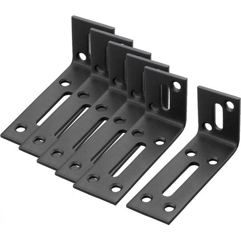（6 Pièces Equerre de Fixation Noir Angle Droit Support en Forme de L  Équerre Angle 90 Degrés en Acier Inoxydable,pour Fixation et Réparation (1/5)