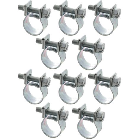 cyclingcolors 10x Fascette Mini Morsetto Acciaio T-Bolt Linea di Carburante Clip per Tubo, 15-17mm (1/4)