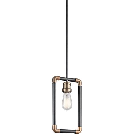 Elstead Imahn - 1 Licht Mini Deckenpendelleuchte Schwarz, Naturmessing, E27 (1/5)