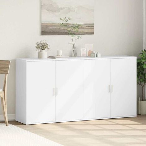 Buffet de Cuisine 2 Pièces, Meuble Rangement Blanc en Bois d'Ingénierie, 79x38x80 cm, Armoire de Salle à Manger avec Étagères pour Salon et Entrée (1/5)