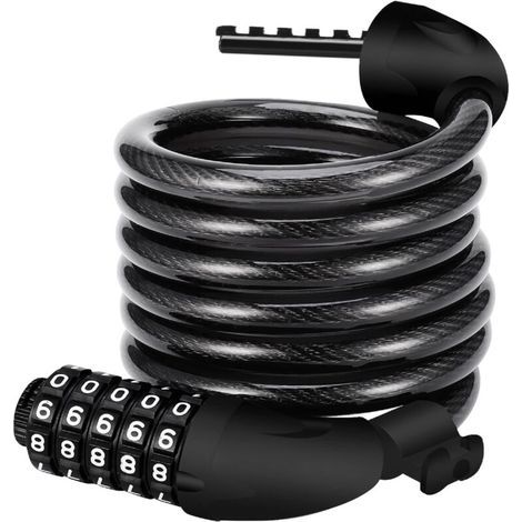 Antivol Velo,Cadenas de velos Long 120cm x 12mm,Câble Antivol pour Vélo Scooter Motos Portail Vélo avec 5 Chiffres Intelligente Code et Vélo Poussette,Verrouillage à Vélo Antivol (1/5)