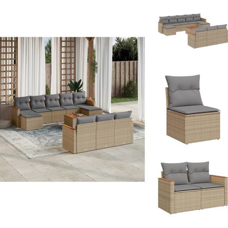 Salon de jardin et coussins 11 pcs mélange beige résine tressée - Ensemble Salon Jardin - Mobilier Extérieur - Meubles De Jardin - Salon De Jardin - Chaise Lounge (1/5)