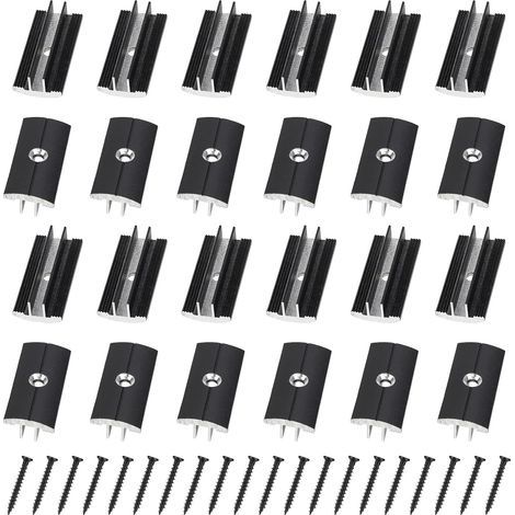 100 Pcs Clips Noir pour Planchers en Bois en Plastique T-Clips pour Planches de Terrasse 6 mm Espacement Entretoises Cachées avec 100 Vis pour Planches WPC/BPC Planches Composites (1/5)